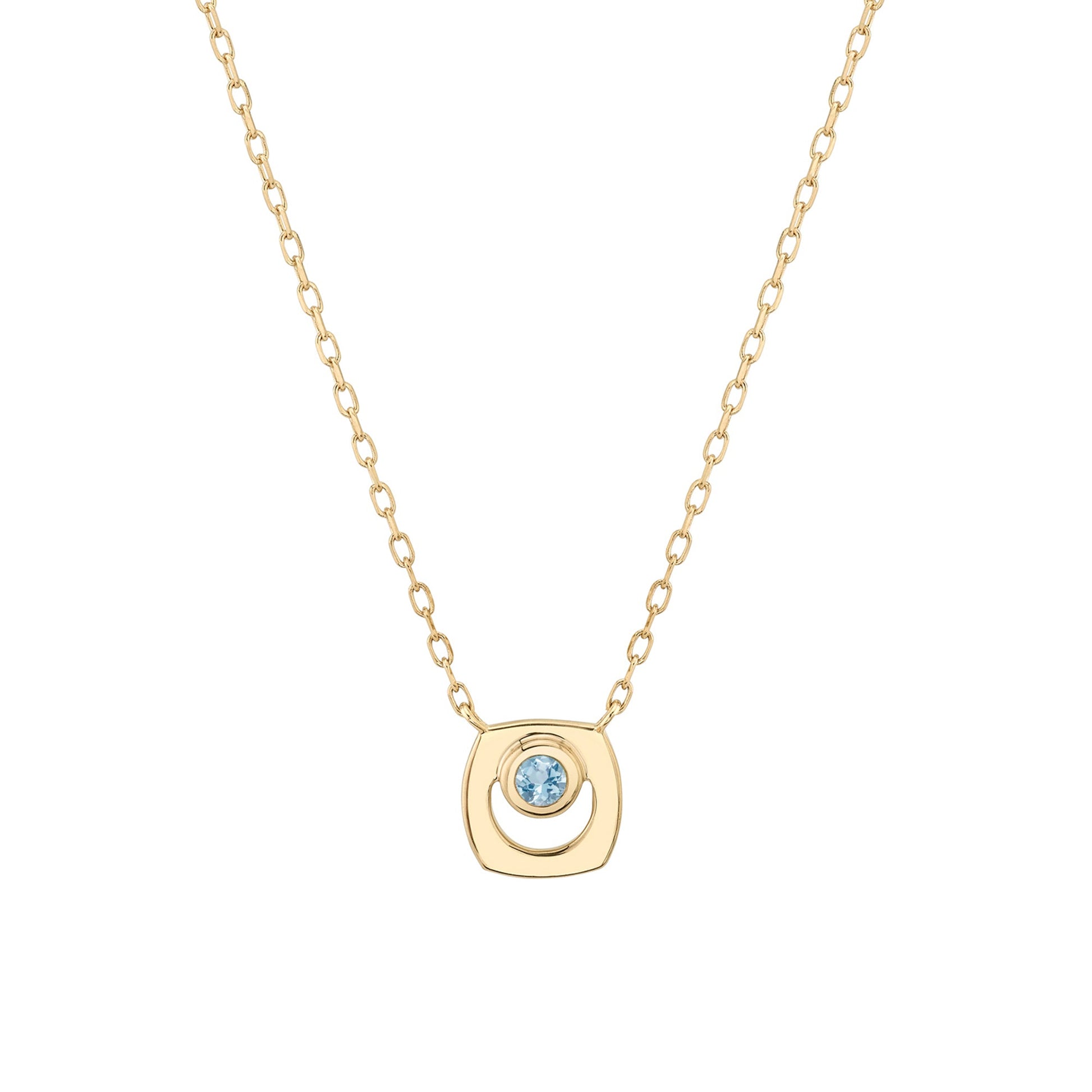 MICHAEL M Necklaces 14K Yellow Gold / Aquamarine - March Signature Birthstone Necklace CN435AQ