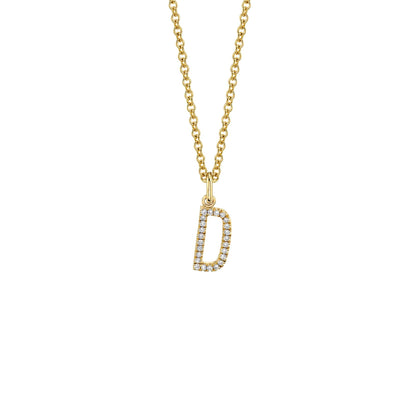 MICHAEL M Necklaces 14K Yellow Gold / D Diamond Initial Pendant P141D