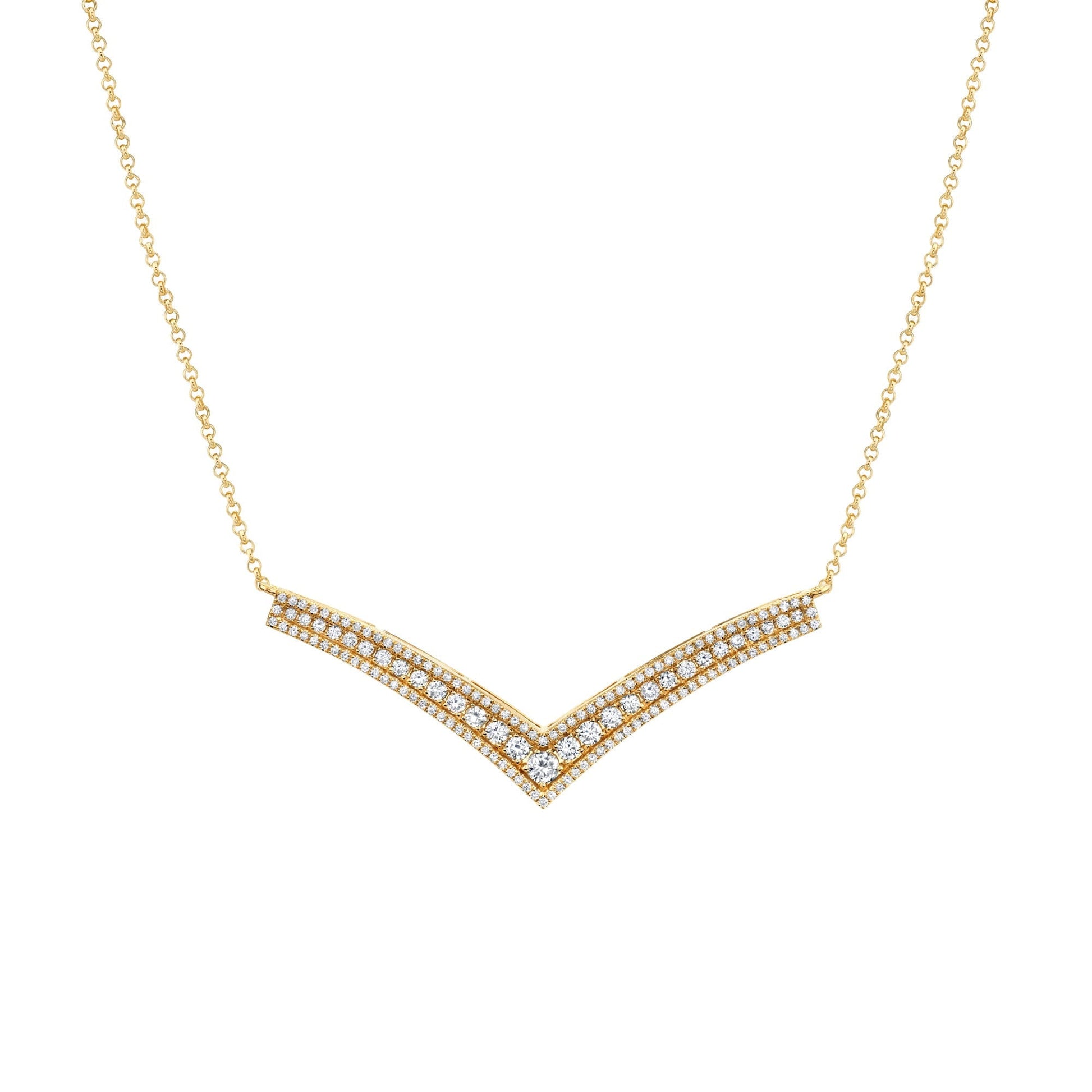 MICHAEL M Necklaces 14K Yellow Gold Europa Chevron Necklace CN399-14KYG