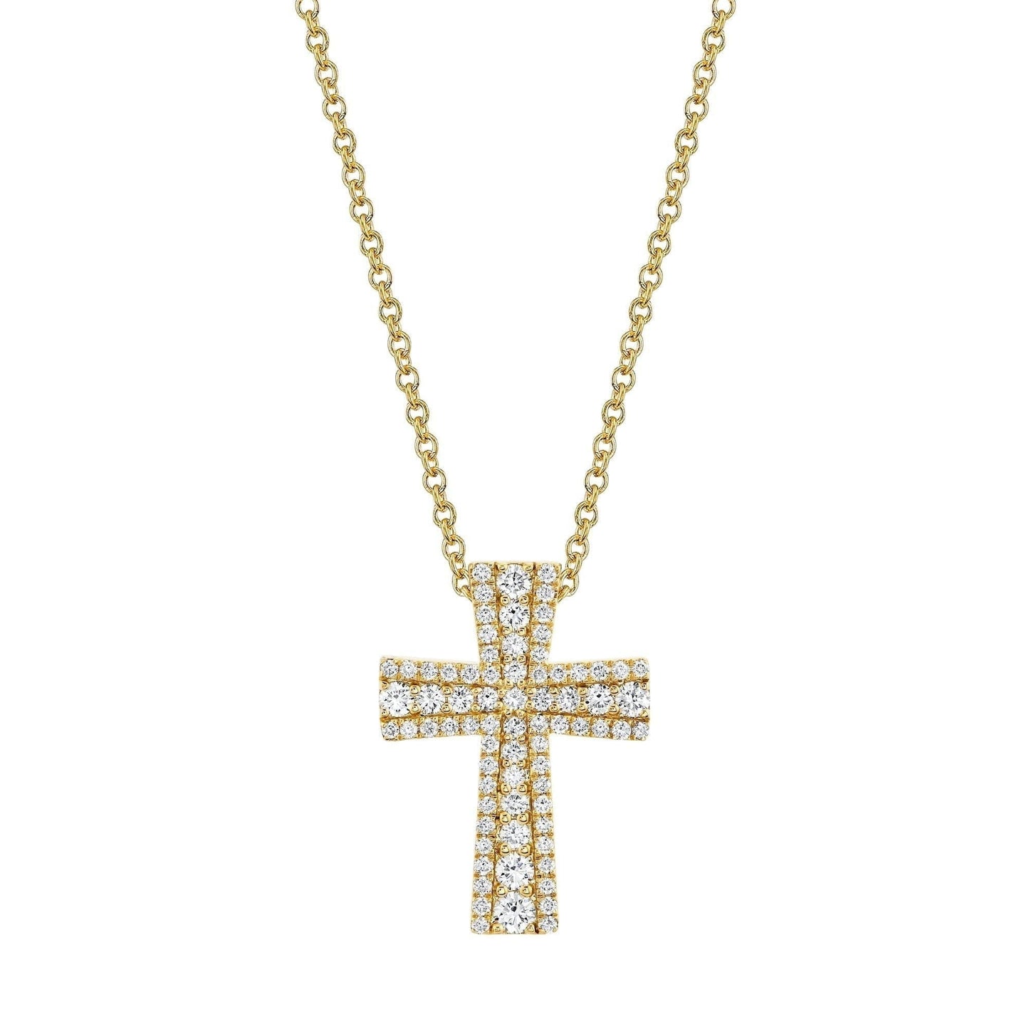 MICHAEL M Necklaces 14K Yellow Gold Europa Pave Cross Pendant P415