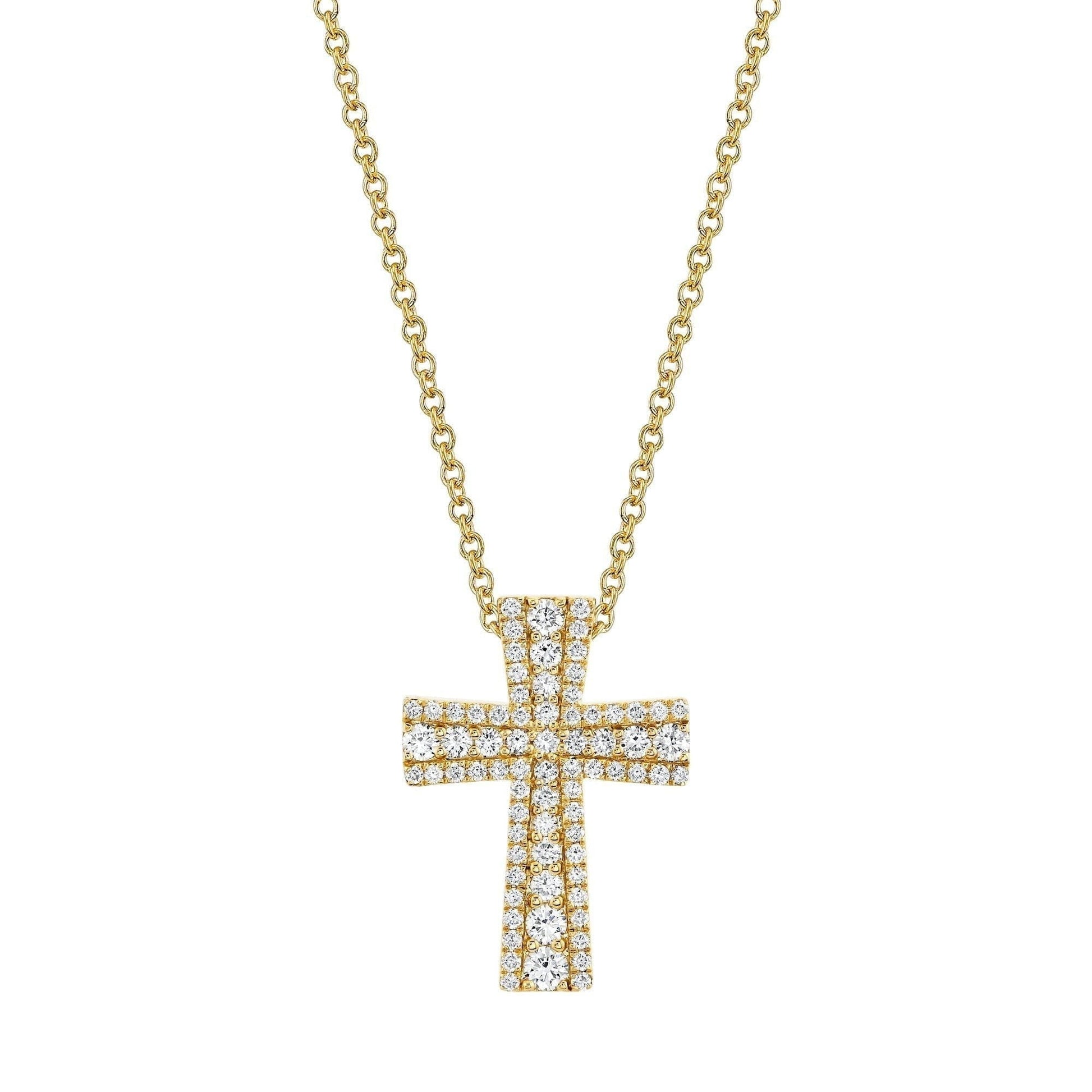 MICHAEL M Necklaces 14K Yellow Gold Europa Pave Cross Pendant P415