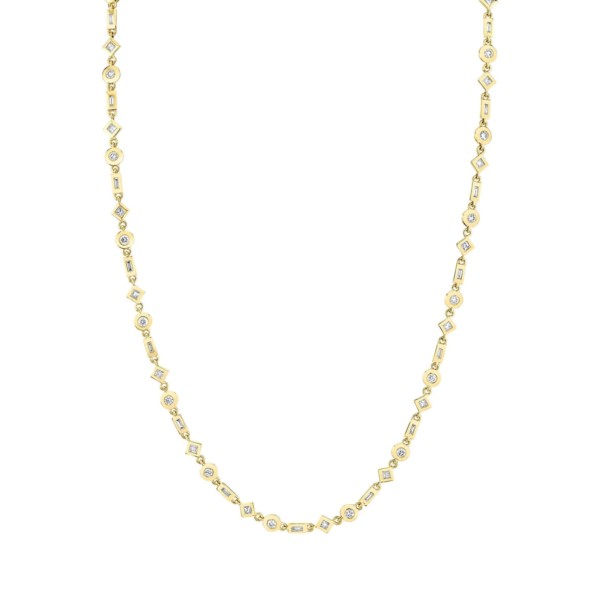 MICHAEL M Necklaces 14K Yellow Gold Mixed Shape Bezel Tennis Necklace CN413YG