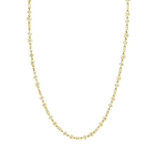 MICHAEL M Necklaces 14K Yellow Gold Mixed Shape Bezel Tennis Necklace CN413YG