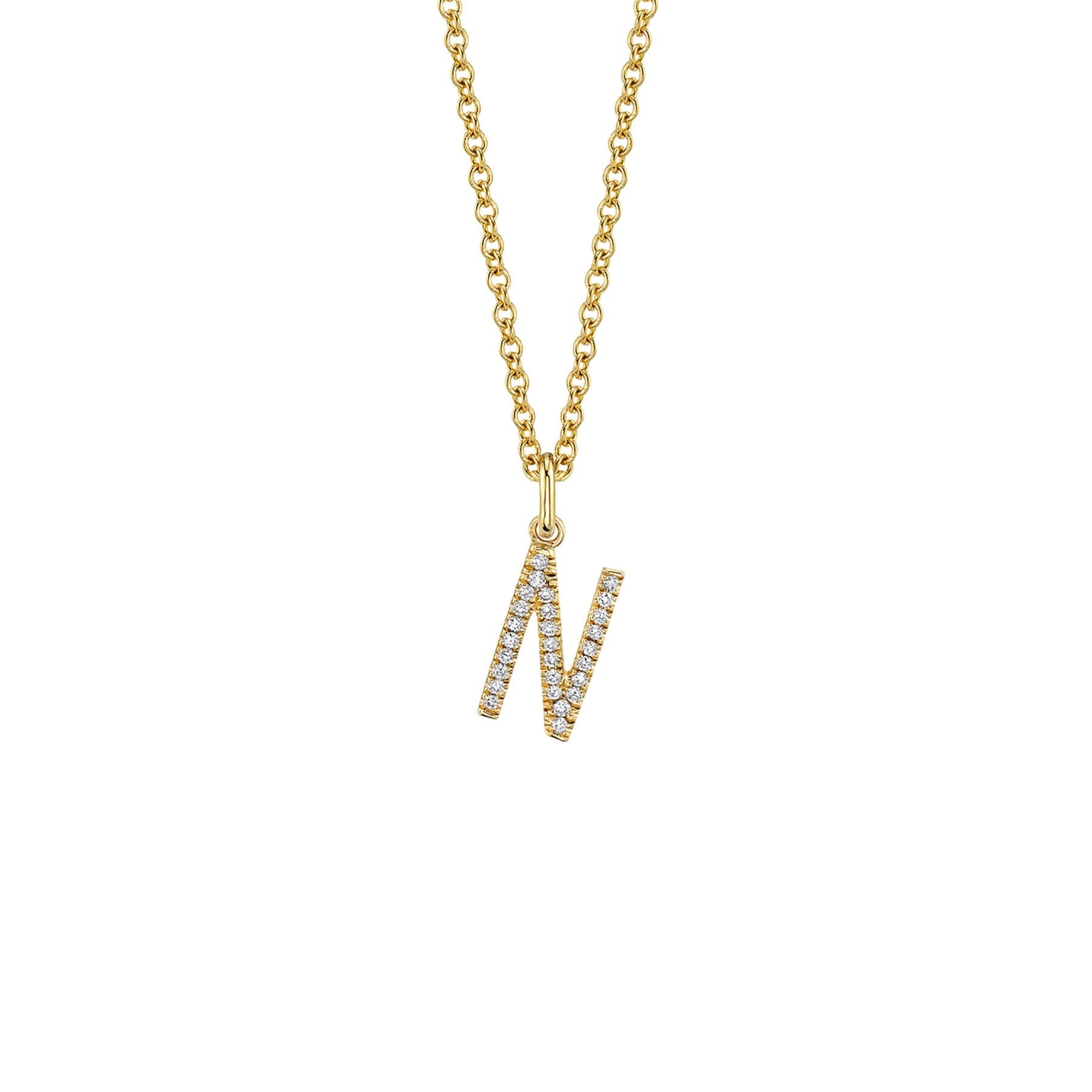 MICHAEL M Necklaces 14K Yellow Gold / N Diamond Initial Pendant P141N