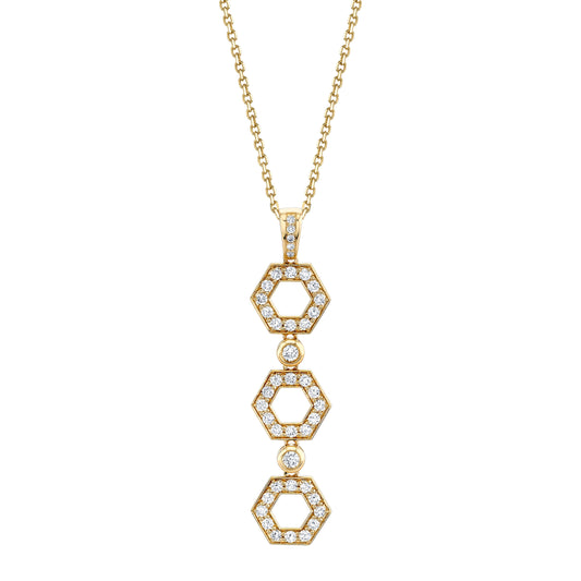 MICHAEL M Necklaces 14K Yellow Gold Pavé Hex Infinity Pendant P506