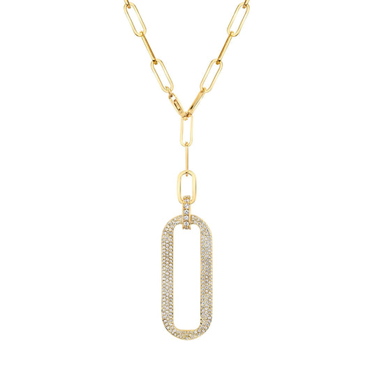 MICHAEL M Necklaces 14K Yellow Gold Pavé Longline Link Medallion Lariat CN518PV