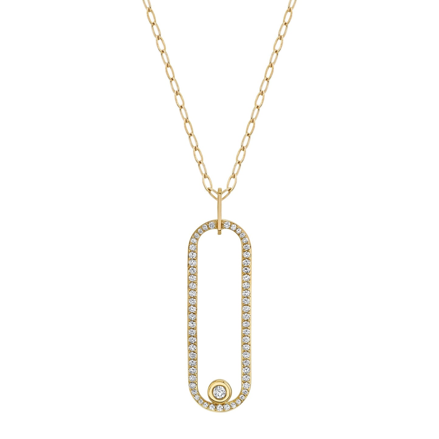 MICHAEL M Necklaces 14K Yellow Gold Pave Longline Link Pendant P360PV