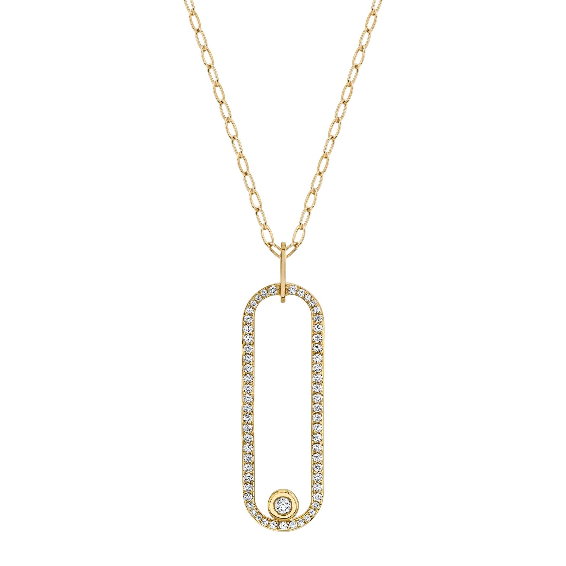 MICHAEL M Necklaces 14K Yellow Gold Pave Longline Link Pendant P360PV