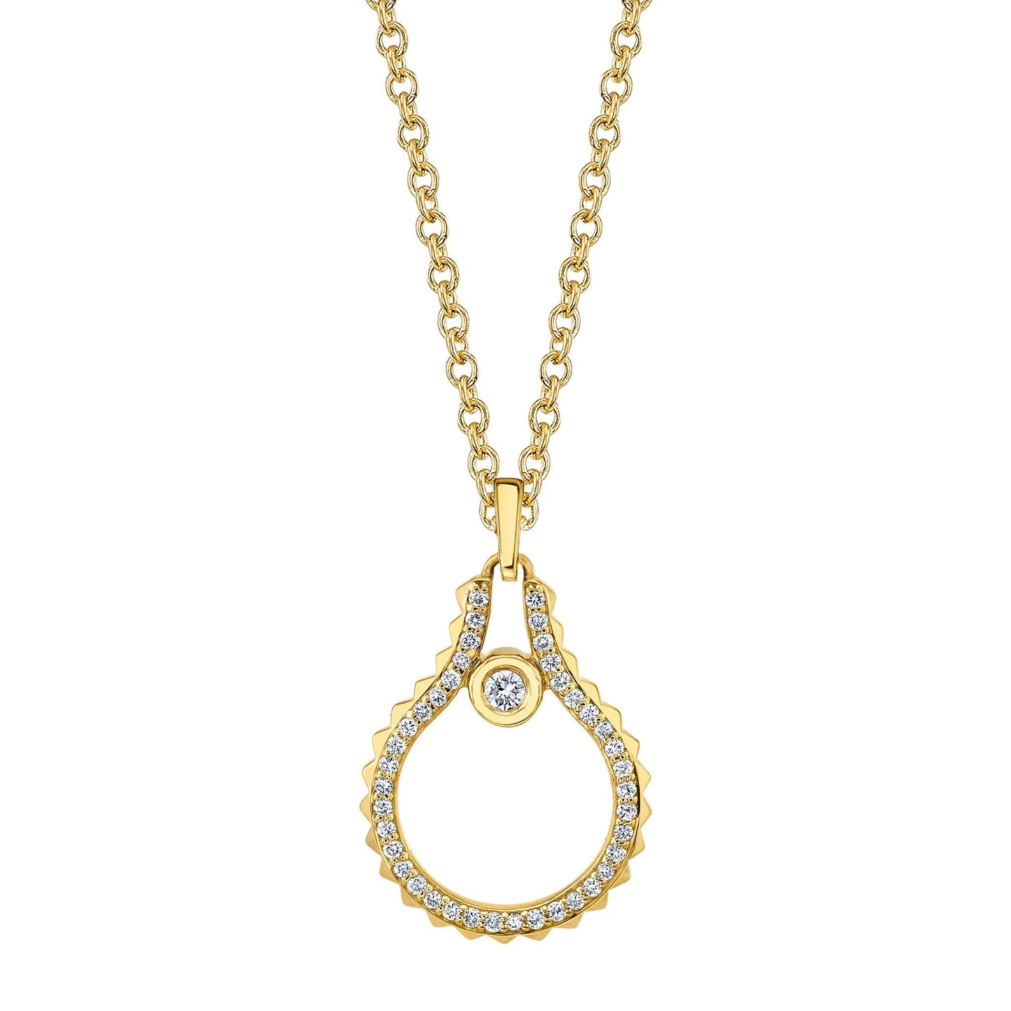 MICHAEL M Necklaces 14K Yellow Gold Pavé Mini Signature MM Tetra Pendant P380YG