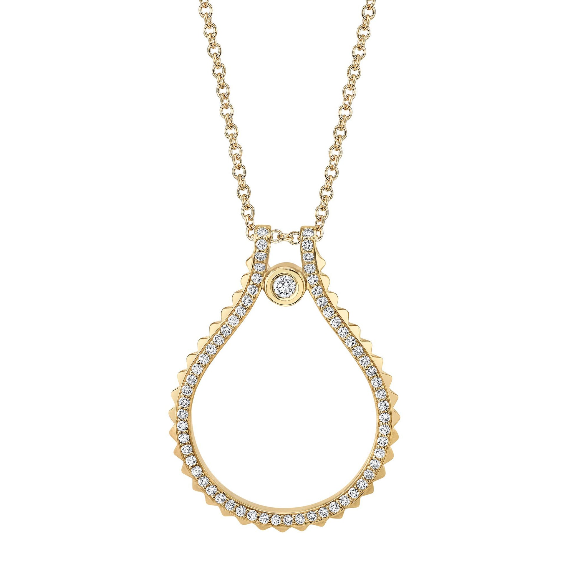 MICHAEL M Necklaces 14K Yellow Gold Pavé Signature MM Tetra Pendant P373YG