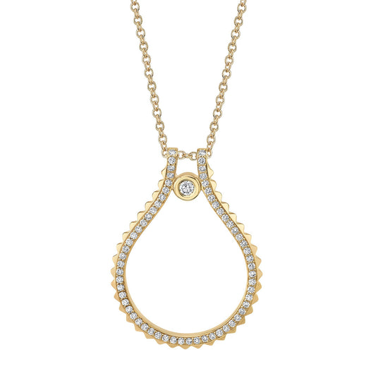 MICHAEL M Necklaces 14K Yellow Gold Pavé Signature MM Tetra Pendant P373YG