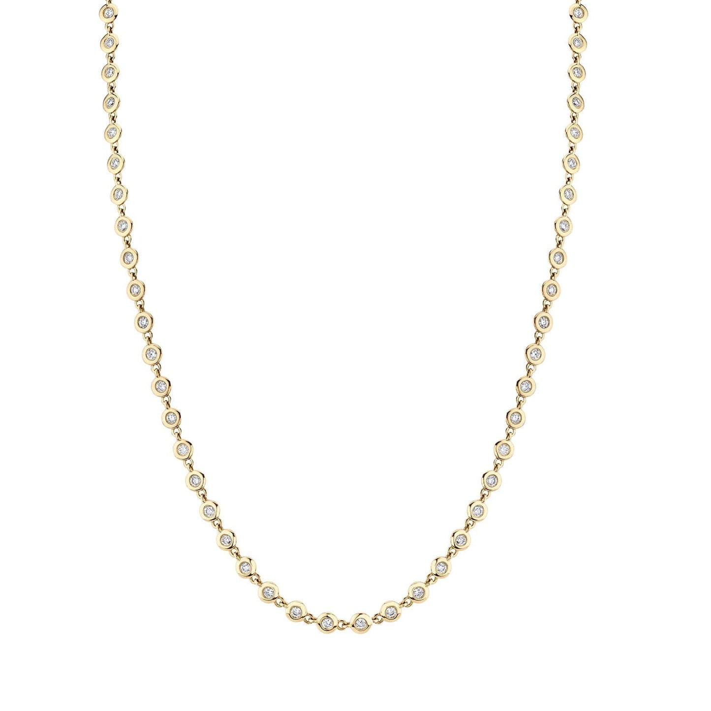 MICHAEL M Necklaces 14K Yellow Gold Round Bezel Tennis Necklace CN411YG