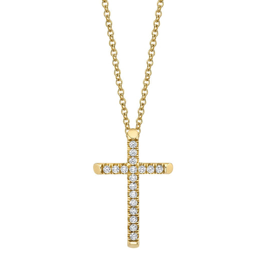 MICHAEL M Necklaces 14K Yellow Gold Small Diamond Cross Pendant P139S-YG