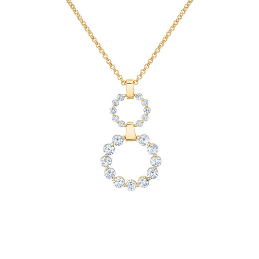 MICHAEL M Necklaces 14K Yellow Gold Two Ring Cloud Drop Pendant P386-S