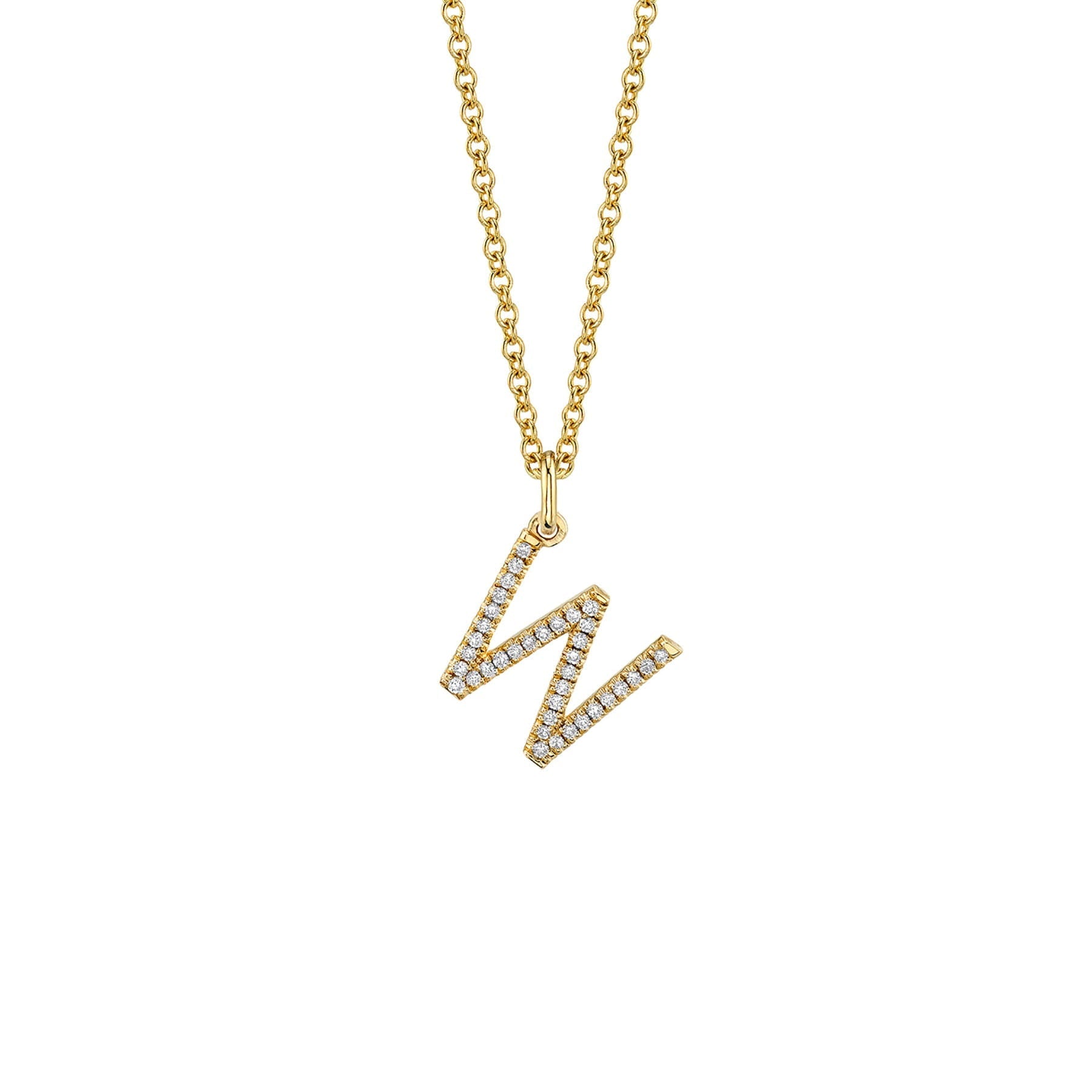 MICHAEL M Necklaces 14K Yellow Gold / W Diamond Initial Pendant P141W
