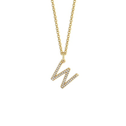 MICHAEL M Necklaces 14K Yellow Gold / W Diamond Initial Pendant P141W