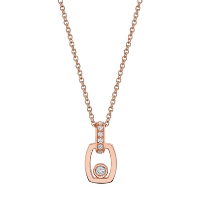 MICHAEL M Necklaces 18k Rose Gold Link Pendant with Bezel Set Diamond P400