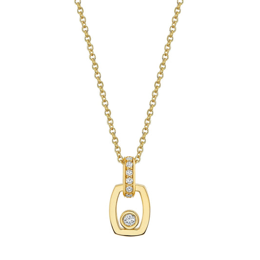MICHAEL M Necklaces 18K Yellow Gold Link Pendant with Bezel Set Diamond P400