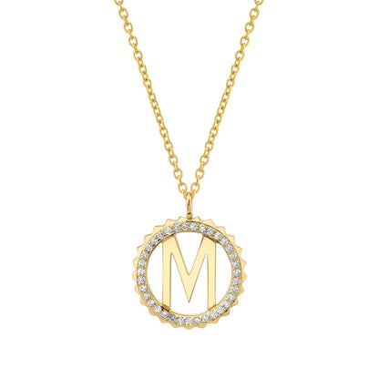 Mini Tetra Pavé Initial Medallion
