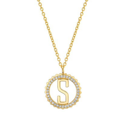 Mini Tetra Pavé Initial Medallion