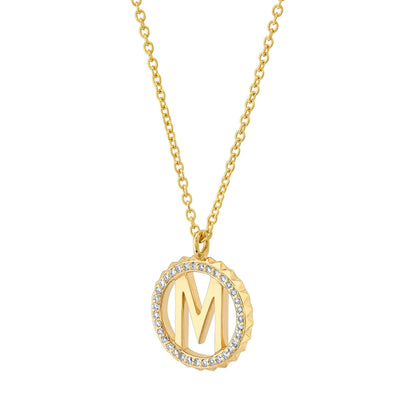 Mini Tetra Pavé Initial Medallion