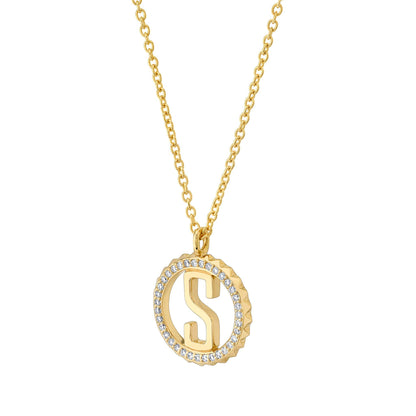 Mini Tetra Pavé Initial Medallion