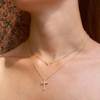 Mini V Diamond Pendant Necklace