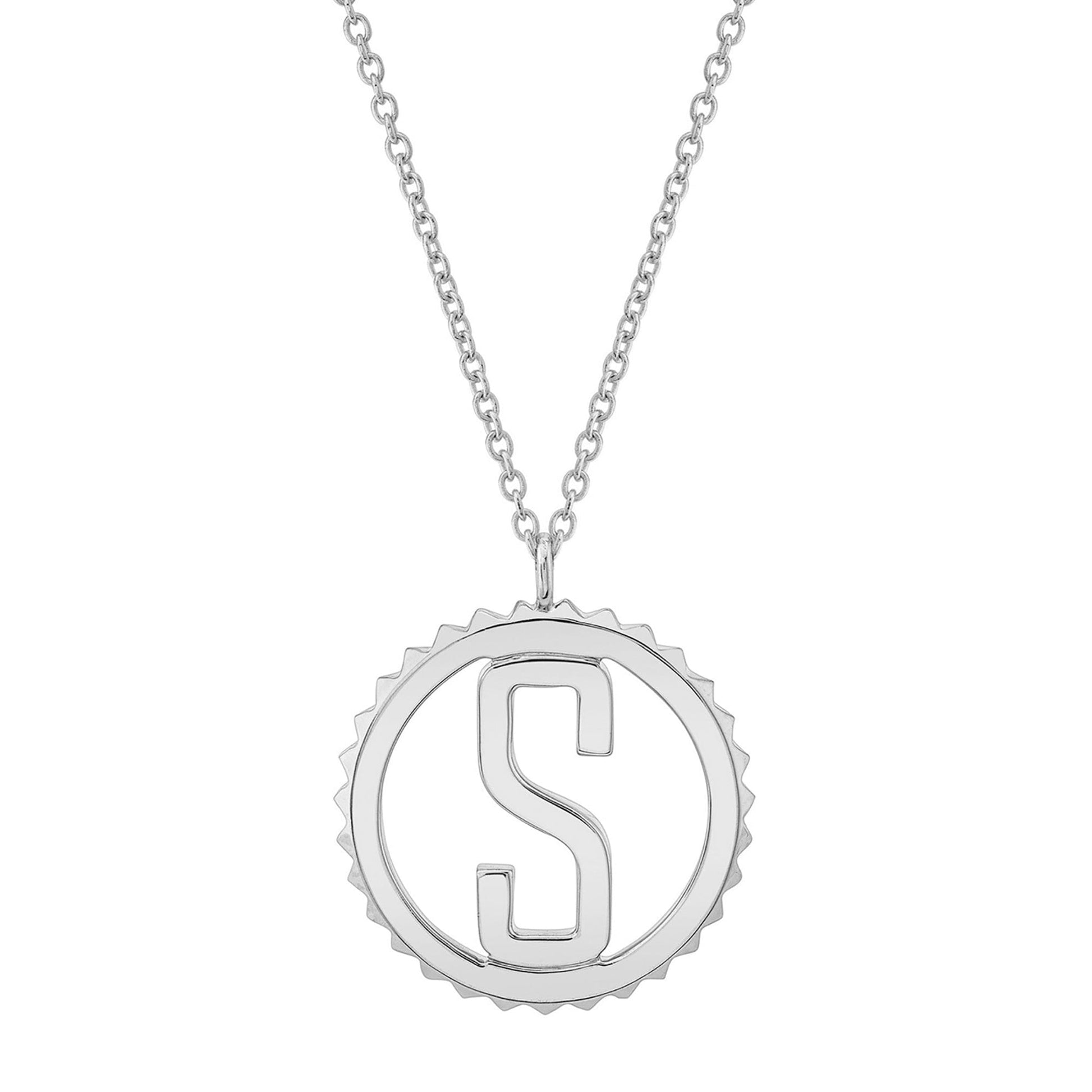 MICHAEL M Necklaces Silver / B Silver Tetra Initial Medallion S-P366
