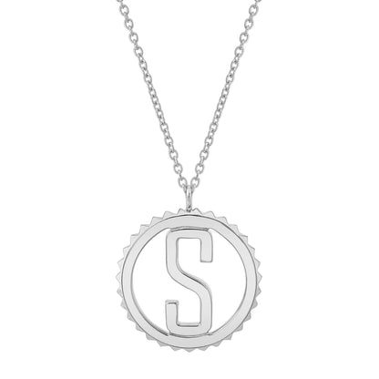 MICHAEL M Necklaces Silver / B Silver Tetra Initial Medallion S-P366