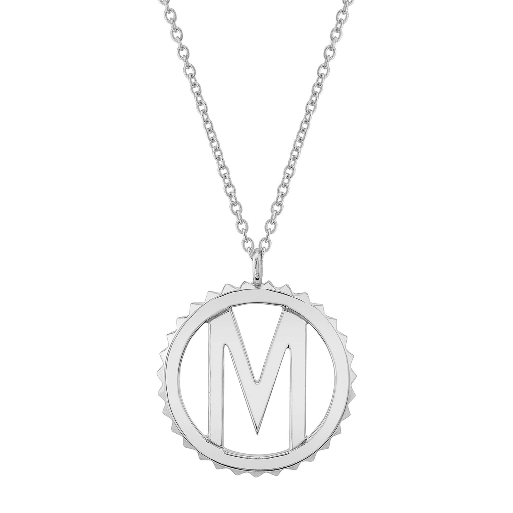 MICHAEL M Necklaces Silver / M Silver Tetra Initial Medallion S-P366