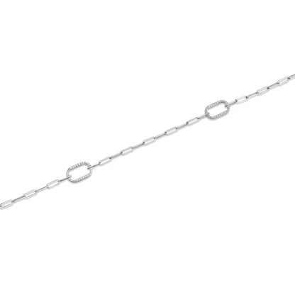 Silver Pavé Link Station Necklace