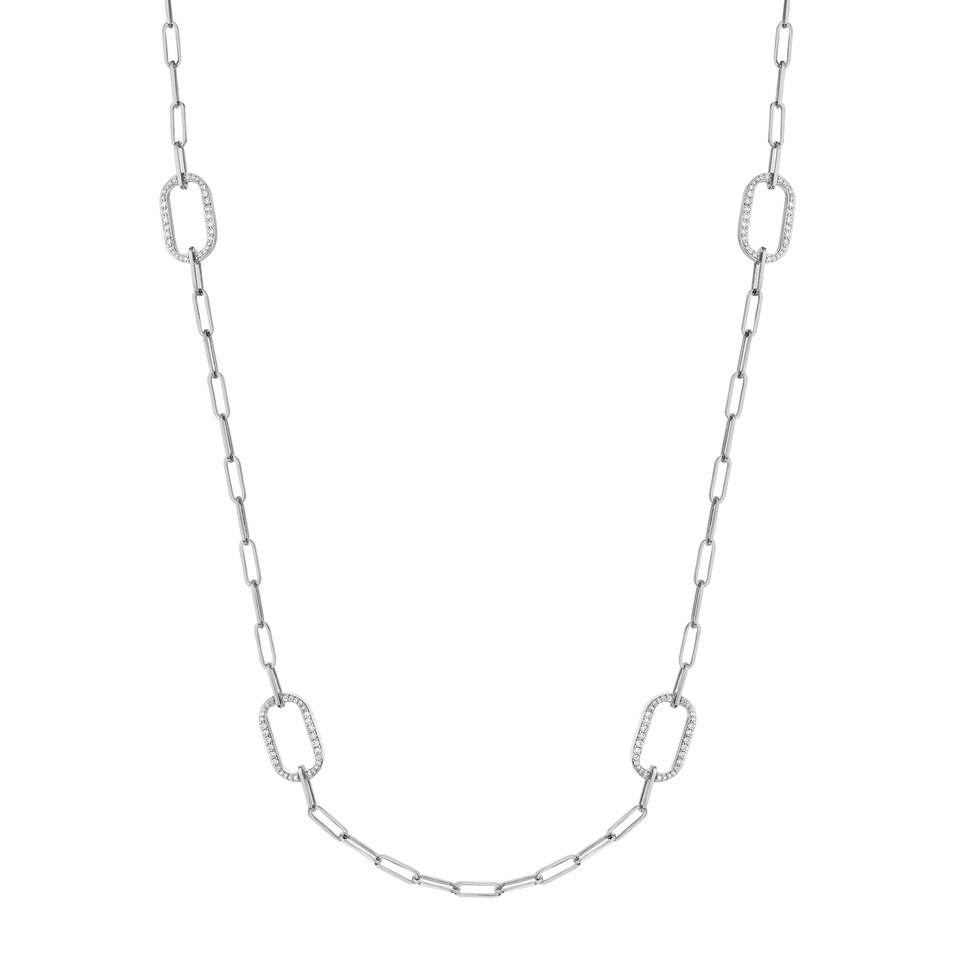 MICHAEL M Necklaces Silver Silver Pavé Link Station Necklace S-CN519
