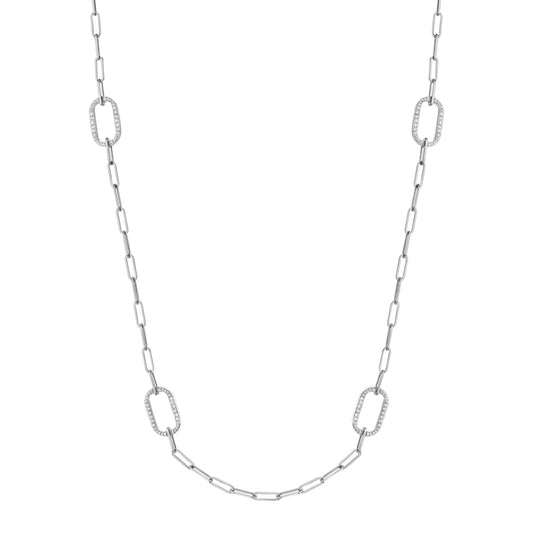 MICHAEL M Necklaces Silver Silver Pavé Link Station Necklace S-CN519