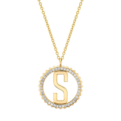 Tetra Pavé Initial Medallion