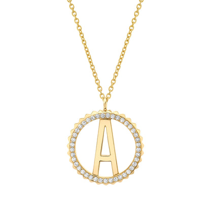Tetra Pavé Initial Medallion