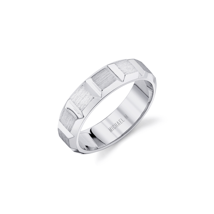 MICHAEL M Rings 14K White Gold Men's Block Band