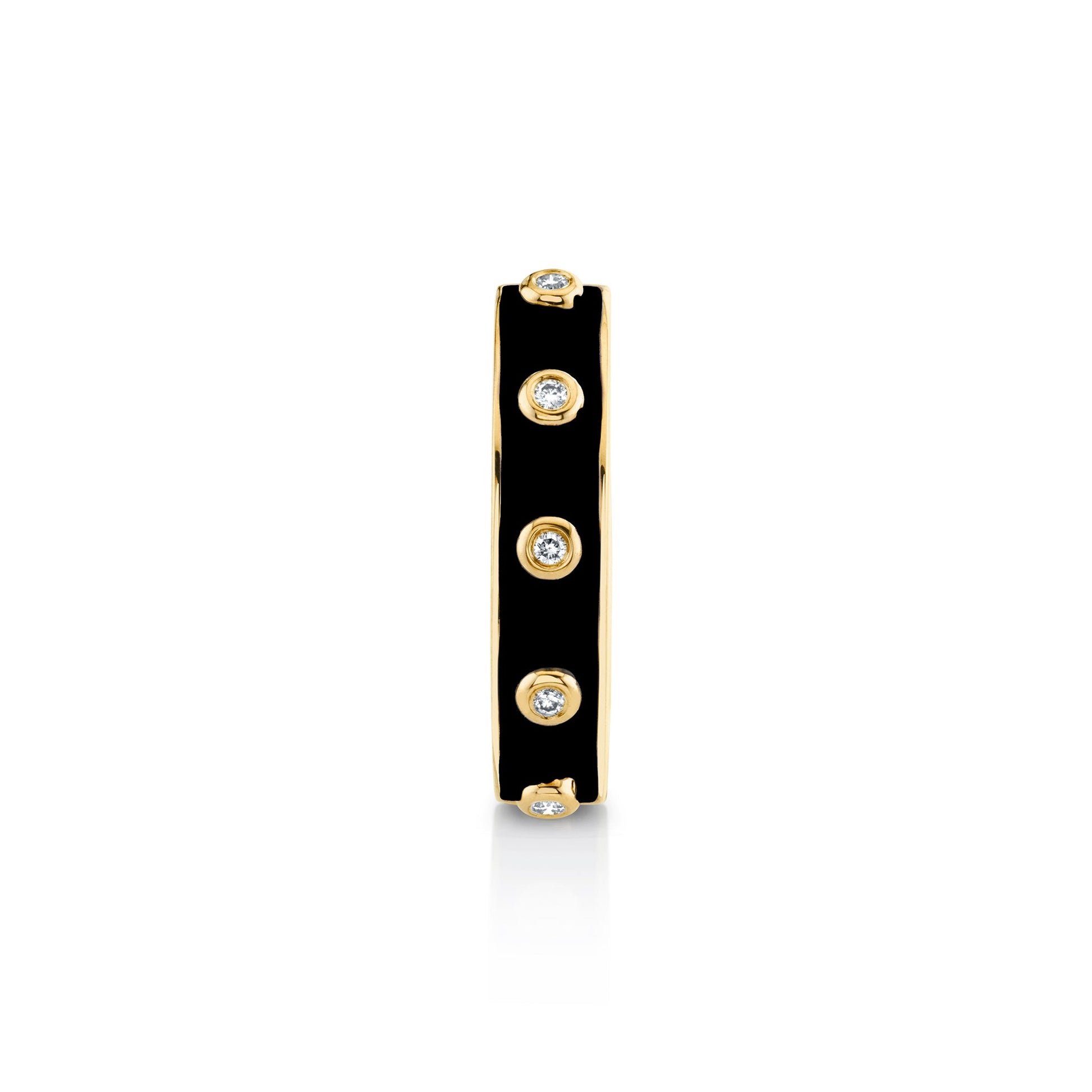 MICHAEL M Rings 14k Yellow Gold / Black Chroma Extruded Bezel Ring F483