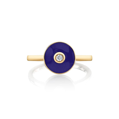 MICHAEL M Rings 14k Yellow Gold / Blue Chroma Bullseye Ring F489