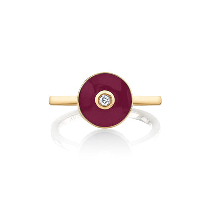 MICHAEL M Rings 14k Yellow Gold / Magenta Chroma Bullseye Ring F489