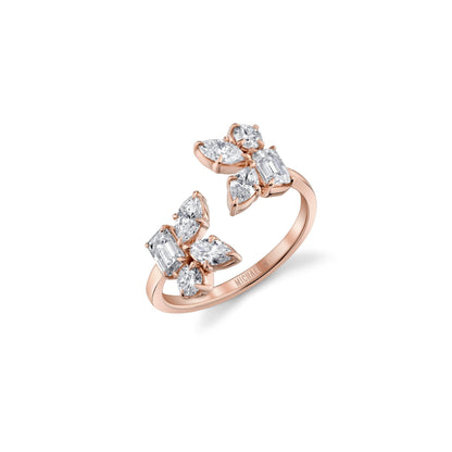MICHAEL M Rings 18K Rose Gold / 4 Montage Cluster Bypass Ring F412