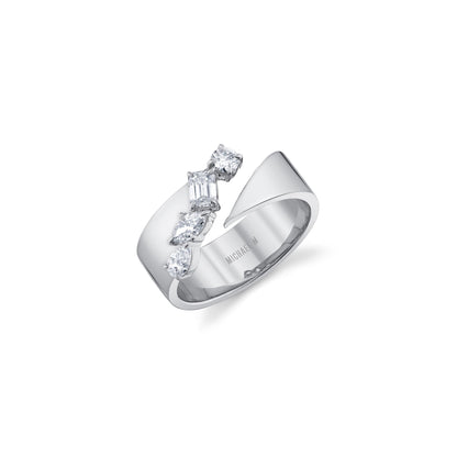 MICHAEL M Rings 18K White Gold / 4 Montage Diamond Split Band B550