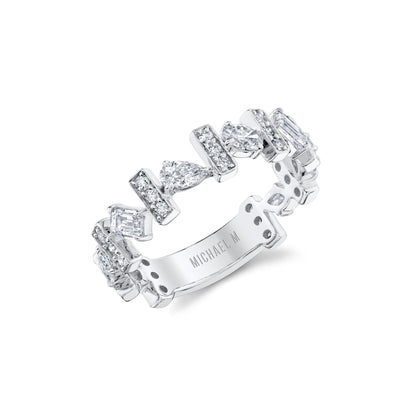 MICHAEL M Rings 18K White Gold / 4 Montage Pavé Bar Band B554