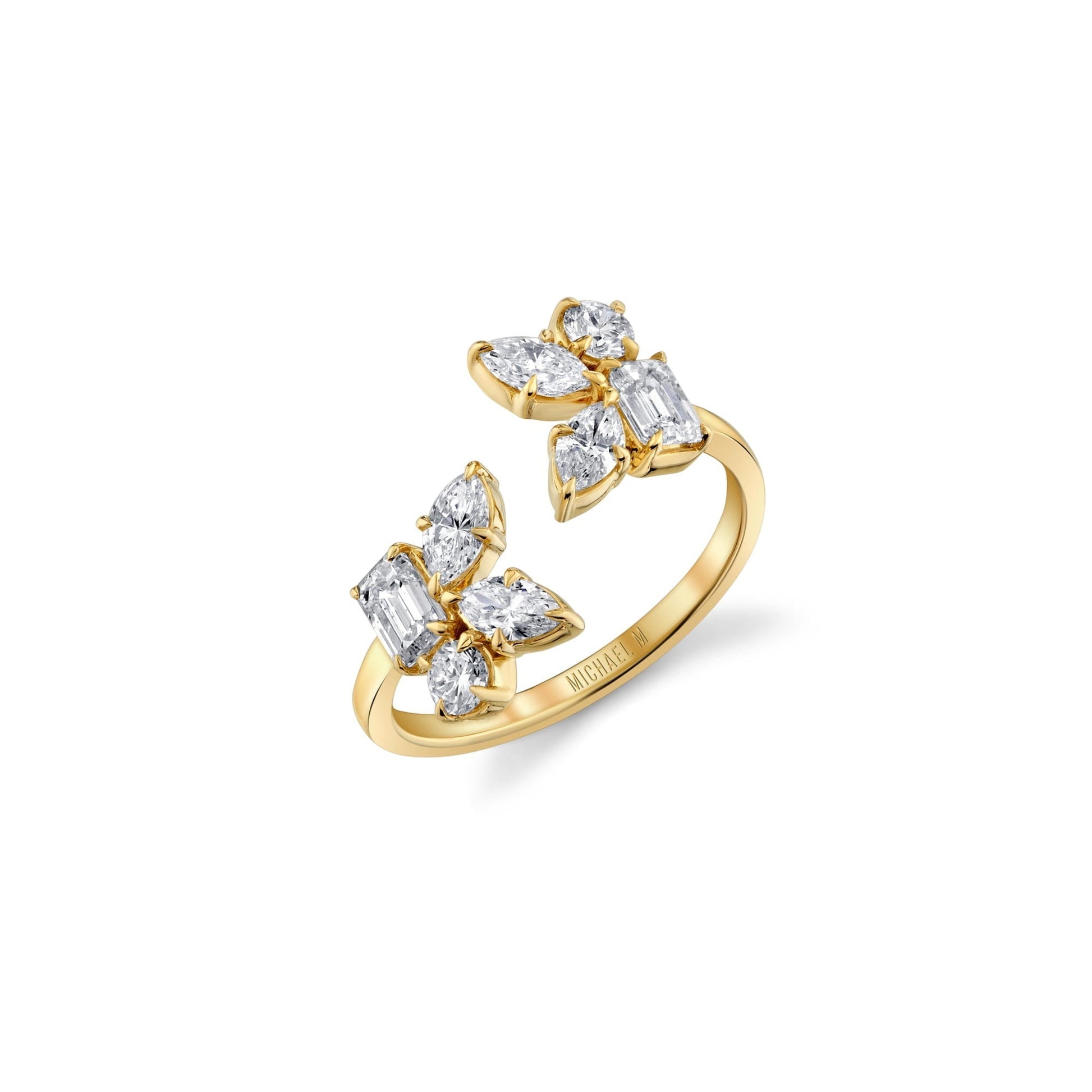 MICHAEL M Rings 18K Yellow Gold / 4 Montage Cluster Bypass Ring F412