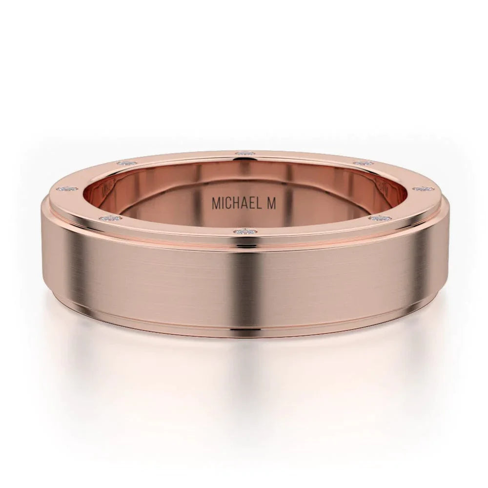 MICHAEL M Wedding Bands 14K Rose Gold/ Titanium Men's Band MB116 MB-116RG14K