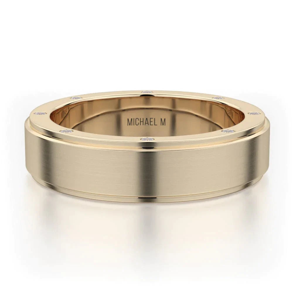 MICHAEL M Wedding Bands 14K Yellow Gold/ Titanium Men's Band MB116 MB-116YG14K