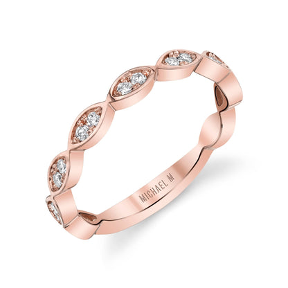 MICHAEL M Wedding Bands 18K Rose Gold Diamond Marquise Band B314