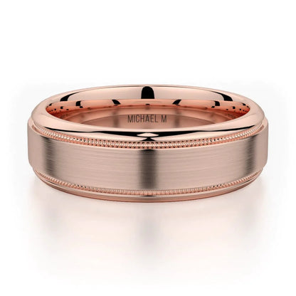 MICHAEL M Wedding Bands 18K Rose Gold Men's Band MB101 MB-101RG