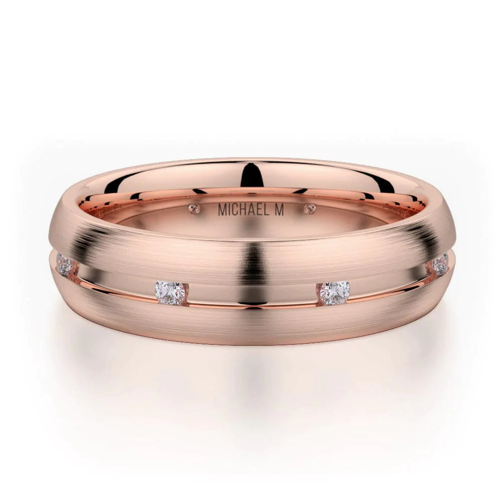 MICHAEL M Wedding Bands 18K Rose Gold Men's Band MB104 MB-104RG