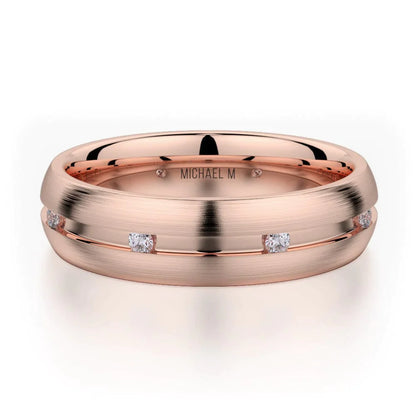 MICHAEL M Wedding Bands 18K Rose Gold Men's Band MB104 MB-104RG