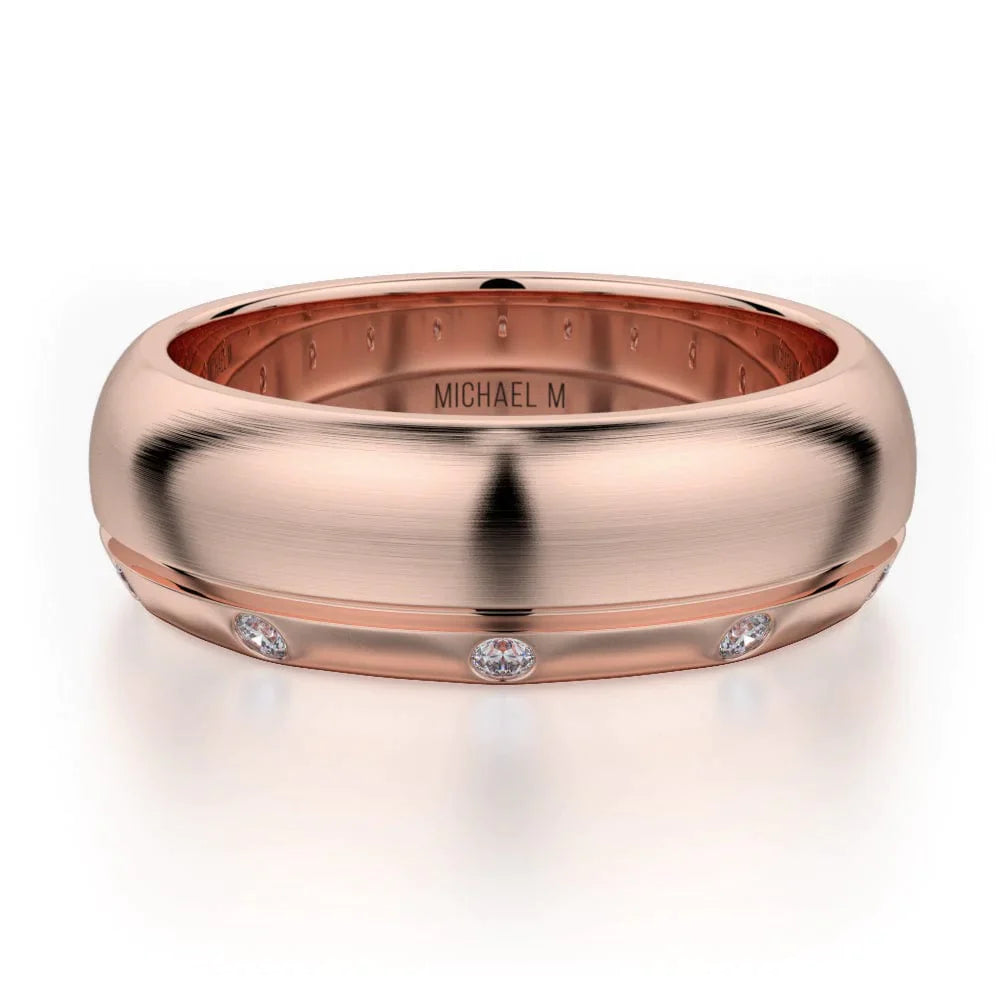 MICHAEL M Wedding Bands 18K Rose Gold Men's Band MB105 MB-105RG